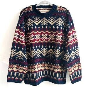 Vintage Abercrombie The Big Sweater 100% Wool Sweater Multicolor Patterned Small